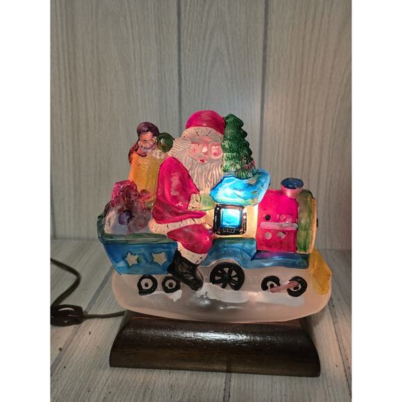 Vtg Old World Christmas Lamp Santa On A Train Hand painted Glass Holiday Decor - Picture 9 of 9